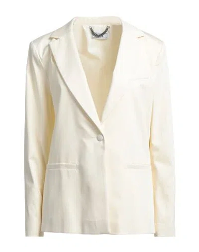 Jijil Woman Blazer Ivory Size 6 Cotton, Elastane, Acetate, Pbt - Polybutylene Terephthalate In White