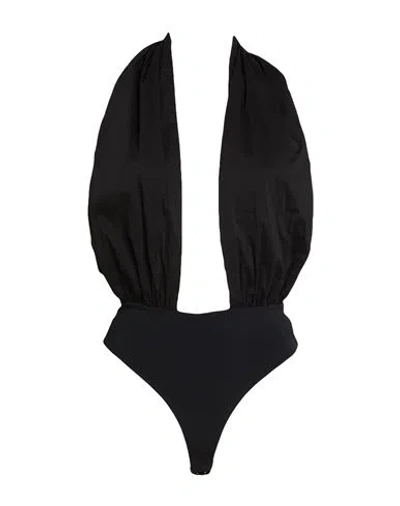 Jijil Woman Bodysuit Black Size 4 Cotton, Polyamide, Elastane, Polyester