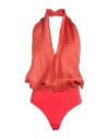 Jijil Woman Bodysuit Rust Size 6 Linen, Polyamide In Red