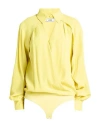 Jijil Woman Bodysuit Yellow Size 4 Acetate, Silk, Polyamide, Elastane