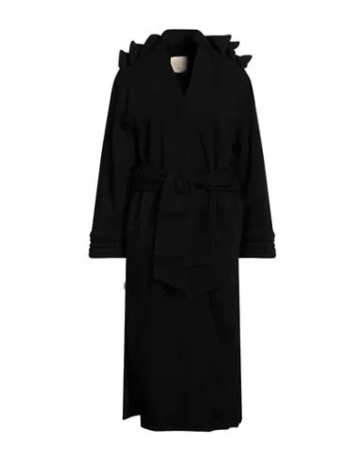 Jijil Woman Coat Black Size 6 Cotton, Polyester