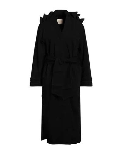 Jijil Woman Coat Black Size 4 Cotton, Polyester In Black