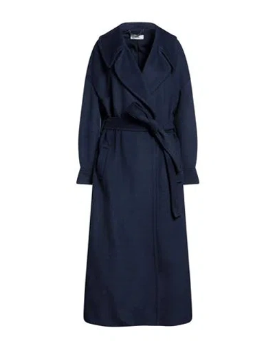 Jijil Woman Coat Navy Blue Size 8 Polyester, Viscose