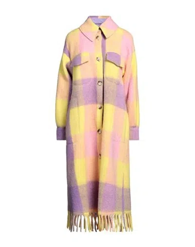 Jijil Woman Coat Yellow Size 4 Polyester, Virgin Wool