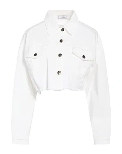 Jijil Woman Denim Outerwear Ivory Size 28 Cotton, Elastane In White