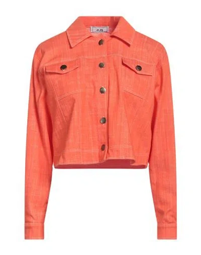 Jijil Woman Denim Outerwear Mandarin Size 8 Cotton, Polyester, Elastane In Orange