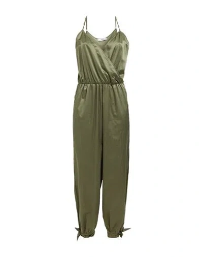 Jijil Woman Jumpsuit Military Green Size 6 Cotton, Silk, Elastane In Green