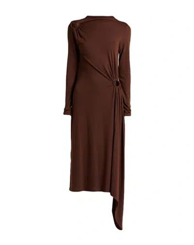 Jijil Woman Maxi Dress Brown Size 4 Polyester, Viscose, Elastane