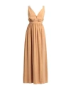 Jijil Woman Maxi Dress Camel Size 8 Viscose, Polyester, Acetate, Pbt - Polybutylene Terephthalate In Beige