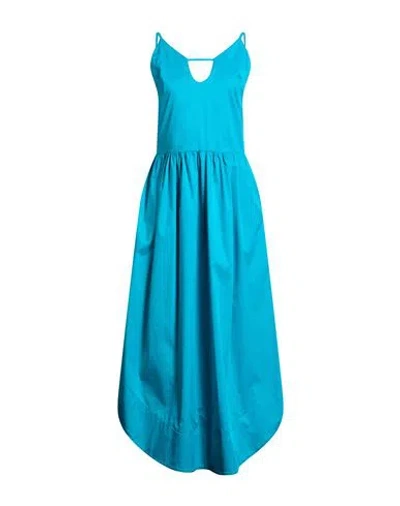 Jijil Woman Maxi Dress Turquoise Size 6 Cotton, Polyamide, Elastane, Polyester In Blue