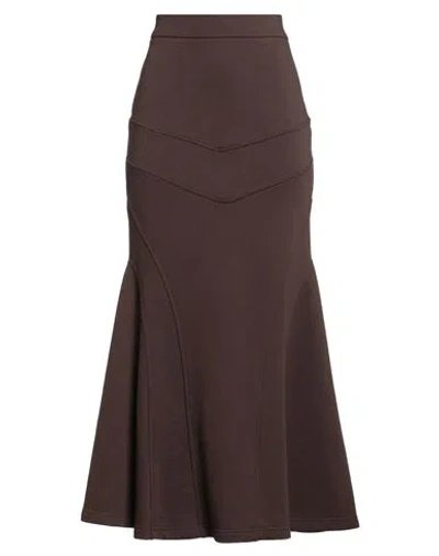 Jijil Woman Maxi Skirt Chocolate Brown Size 4 Cotton, Polyester