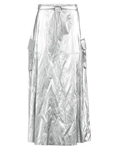 Jijil Woman Maxi Skirt Silver Size 8 Polyurea, Viscose, Polyester, Cotton, Metallic Fiber