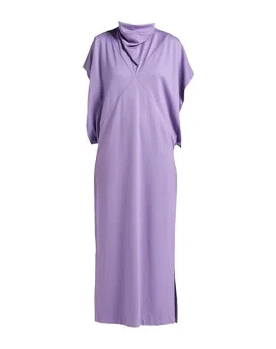 Jijil Woman Midi Dress Purple Size 10 Viscose, Polyamide, Elastane In Metallic