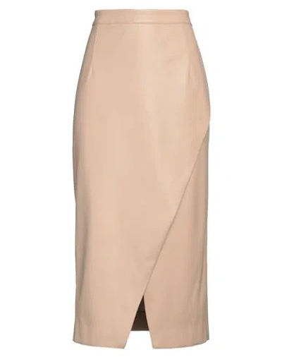 Jijil Woman Midi Skirt Beige Size 4 Polyester, Polyurethane Coated