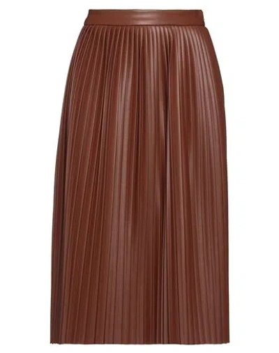 Jijil Woman Midi Skirt Brown Size 8 Polyester, Polyurethane