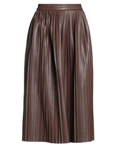 Jijil Woman Midi Skirt Chocolate Brown Size 8 Polyester, Polyurethane