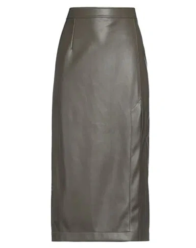 Jijil Woman Midi Skirt Dark Green Size 8 Polyester, Polyurethane Coated In Burgundy