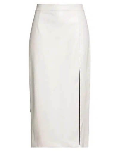 Jijil Woman Midi Skirt Off White Size 8 Polyester, Polyurethane Coated