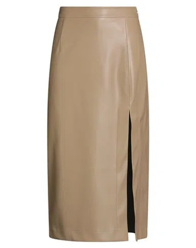 Jijil Woman Midi Skirt Sand Size 6 Polyester, Polyurethane Coated In Brown