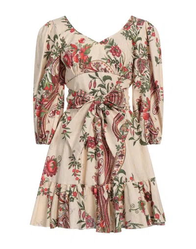 Jijil Woman Mini Dress Beige Size 12 Linen, Cotton