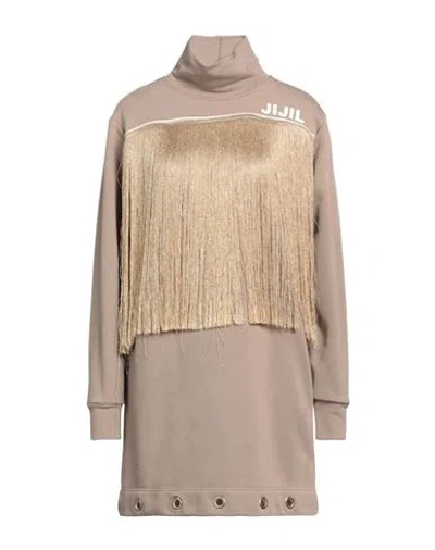 Jijil Woman Mini Dress Beige Size 8 Cotton, Polyester In Gray