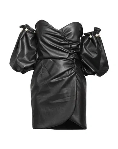 Jijil Woman Mini Dress Black Size 6 Polyester, Polyurethane Coated