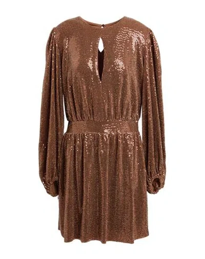 Jijil Woman Mini Dress Bronze Size 6 Polyamide, Elastane, Metal, Cotton