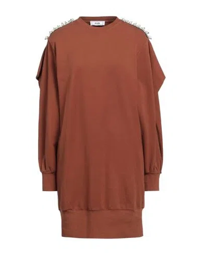 Jijil Woman Mini Dress Brown Size 2 Cotton, Elastane