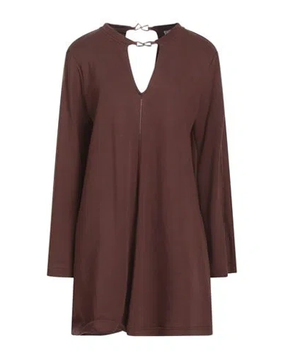 Jijil Woman Mini Dress Brown Size 6 Cotton, Polyester