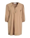 Jijil Woman Mini Dress Camel Size 4 Cotton, Polyamide, Elastane In Brown