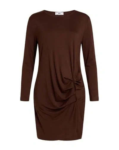 Jijil Woman Mini Dress Chocolate Brown Size 6 Polyester, Viscose, Elastane