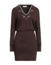 Jijil Woman Mini Dress Dark Brown Size 4 Cotton, Polyester In Brown