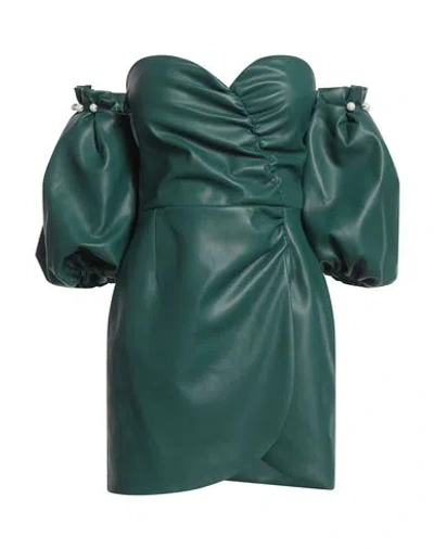 Jijil Woman Mini Dress Dark Green Size 6 Polyester, Polyurethane Coated In Green