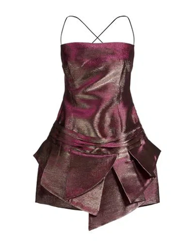 Jijil Woman Mini Dress Fuchsia Size 8 Polyester, Metallic Fiber In Brown