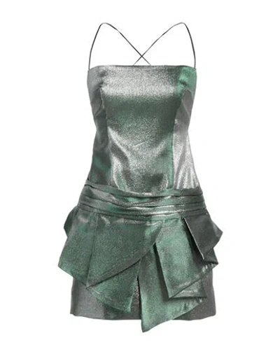 Jijil Woman Mini Dress Green Size 8 Polyester, Metallic Fiber