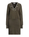Jijil Woman Mini Dress Military Green Size 10 Cotton, Polyester