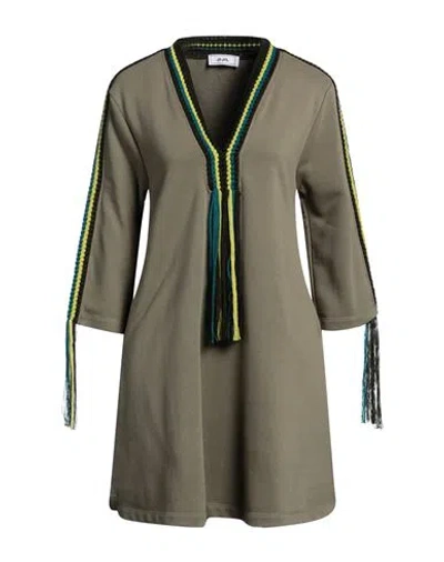 Jijil Woman Mini Dress Military Green Size 4 Cotton, Polyester