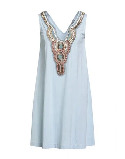 Jijil Woman Mini Dress Sky Blue Size 8 Cotton