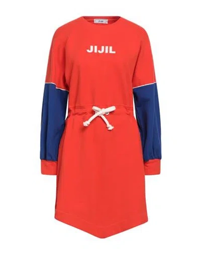 Jijil Woman Mini Dress Tomato Red Size 4 Cotton, Elastane