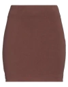 Jijil Woman Mini Skirt Brown Size 4 Cotton, Elastane