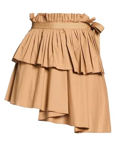 Jijil Woman Mini Skirt Camel Size 8 Cotton, Elastane In Brown