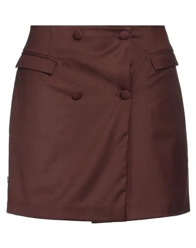 Jijil Woman Mini Skirt Chocolate Brown Size 6 Polyester, Viscose, Elastane