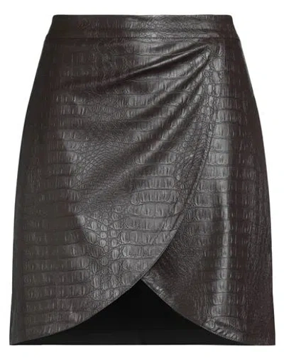 Jijil Woman Mini Skirt Dark Brown Size 6 Polyester, Polyurethane