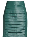 Jijil Woman Mini Skirt Green Size 10 Polyester, Polyurethane Coated In Multi