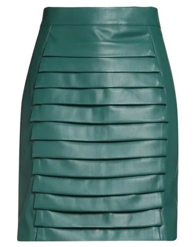 Jijil Woman Mini Skirt Green Size 10 Polyester, Polyurethane Coated In Multi