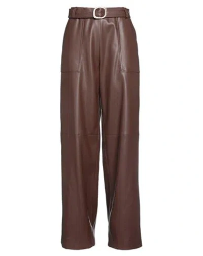 Jijil Woman Pants Brown Size 10 Polyester, Polyurethane Coated