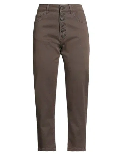 Jijil Woman Pants Brown Size 26 Cotton, Elastane