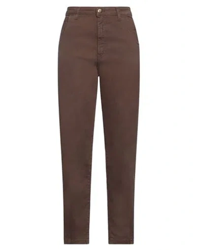 Jijil Woman Pants Brown Size 26 Cotton, Elastane