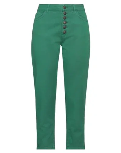 Jijil Woman Pants Green Size 29 Cotton, Elastane