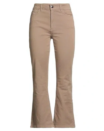 Jijil Woman Pants Khaki Size 28 Cotton, Elastane In Brown